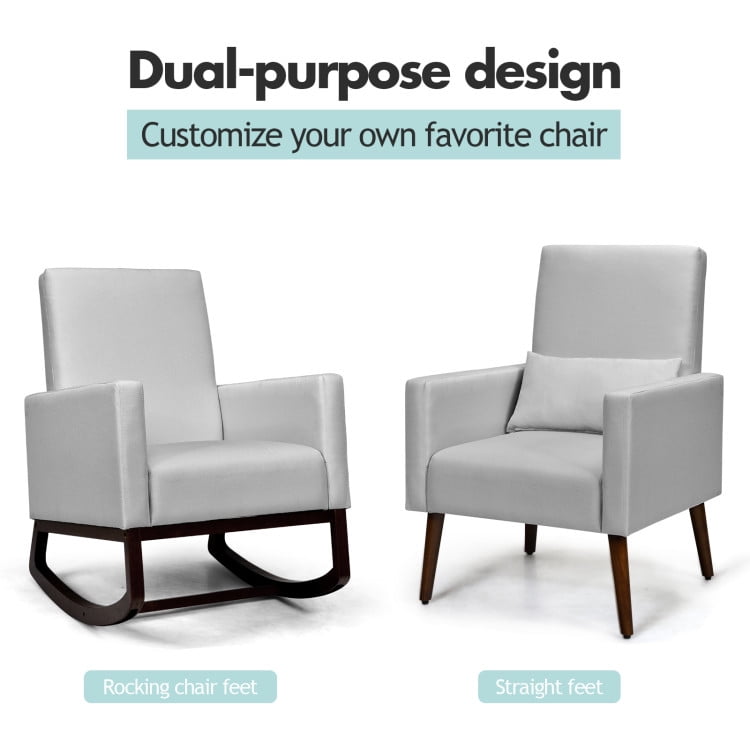 Finihen Rocking Chair, 2-in-1 Fabric Upholstered Rocking Chair, Armchair with Pillow, for Living Room, Light Gray Finihen Rocking Chair, 2-in-1 Fabric Upholstered Rocking Chair, Armchair with Pillow, for Living Room, Light Gray