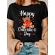 thumbnail image 1 of Valentine's Cute Bear Print T-Shirt for Women - Casual Crew Neck, Short Sleeve Top, Stretchy 100% Cotton, Machine Washable, 1 of 6