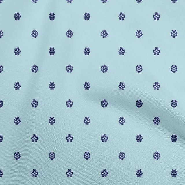 oneOone Polyester Spandex Light Blue Fabric Asian Block Print Sewing Craft Projects Fabric Prints By Yard 56 Inch Wide