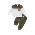 thumbnail image 1 of Conjunto de ropa para bebé niño pequeño: jersey de manga larga de felpa a la moda con pantalones de color liso, 2 piezas, atuendo de invierno., 1 of 9