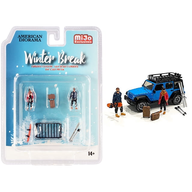 \ Vacaciones de invierno \ Juego de 6 piezas fundido a presión (2 figuras y 4 accesorios) para modelos a escala 1/64 de American Diorama "" " American Diorama 76462