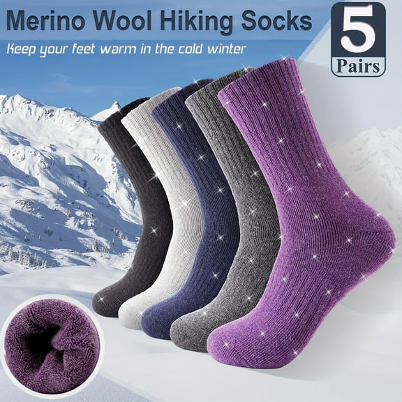 KELI 5-Pack Thermal Hiking Socks – Heavyweight Winter Socks for Men & Women, -30°C Extreme Cold Protection, Moisture-Wicking & Cushioned for Skiing, Hunting, Work Boots