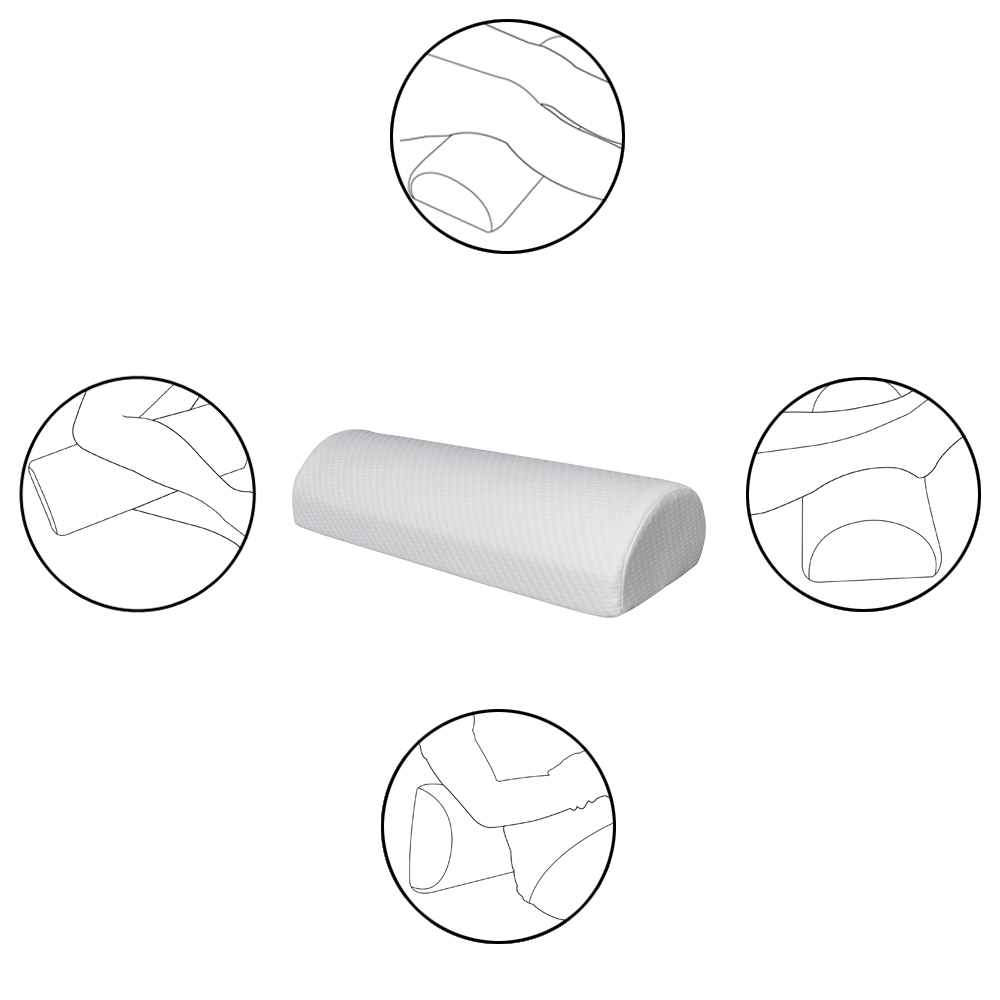 20.5 x 8 x 4.5 AllSett Health XXL Half Moon Bolster Pillow for Legs Back and Head Semi Roll for Ankle and Foot Comfort with Decorative Grey Cotton Machine Washable Cover