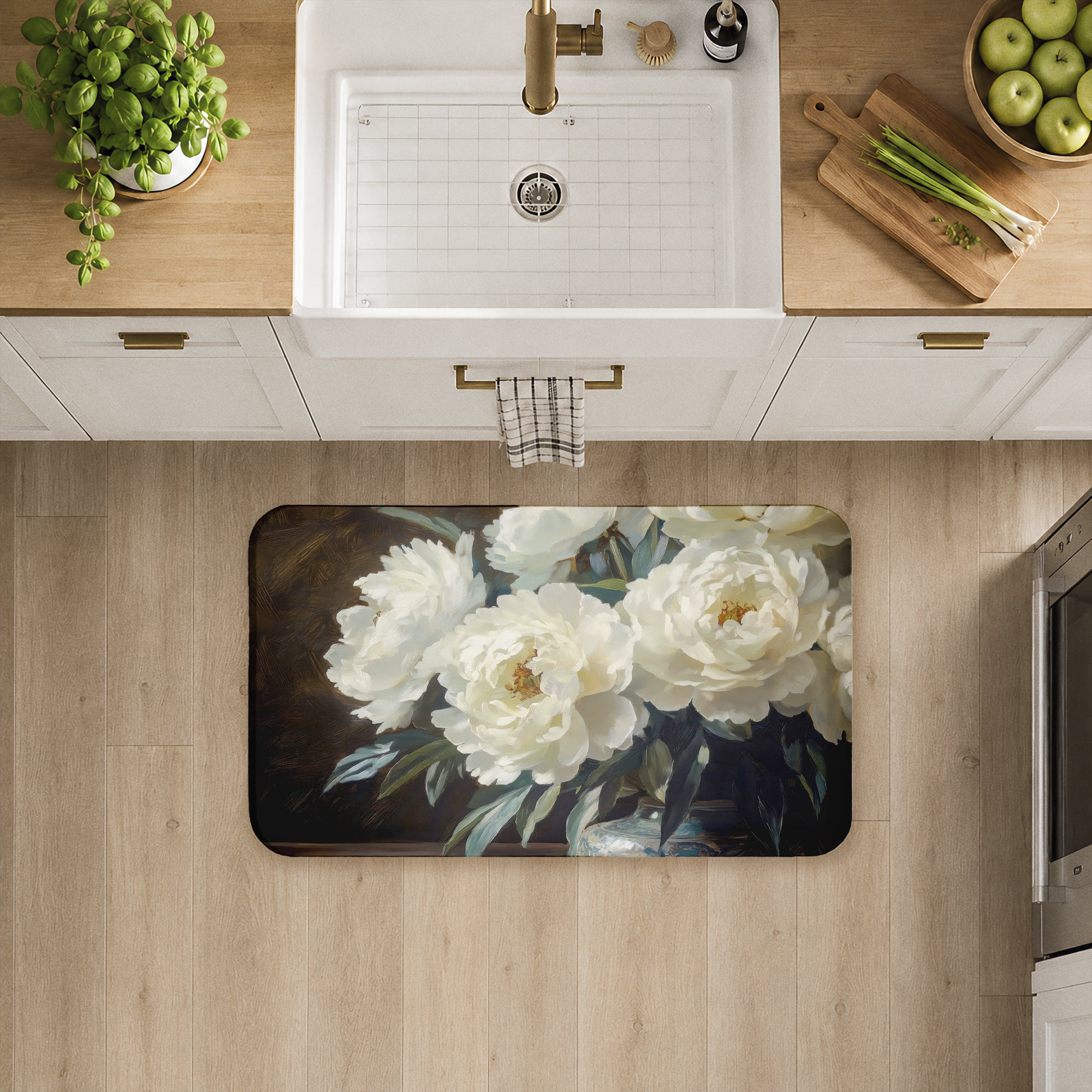 Stupell Industries Large Moody Floral Vase Printed Anti-Fatigue Floor Mat, design by Petals Prints Design