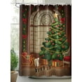 thumbnail image 2 of Fsddascl Green Christmas Tree Shower Curtain Set - Extra Long 72" x 96" Washable Bathtub Curtain with 12 Hooks, Winter Xmas Ball Star Bear Cartoon Waterproof Fabric Stall Shower Curtains for Bathroom, 2 of 6