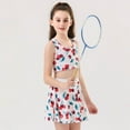 thumbnail image 4 of MIXUE Girls Outfit Sets Kids Summer Cherry Print Crew Neck Sleeveless Sports Camisole Vest And Skirts Two Piece Athletic Casual Outwear,White,8-10 Years, 4 of 7