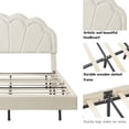thumbnail image 4 of Harper & Bright Designs Queen LED Bed Frame with Wooden Flowers Headboard, Floating Velvet Upholstered Platform Bed Frame with LED Light, Beige, 4 of 10