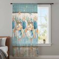 thumbnail image 3 of Teal Blue Brown Beach Coastal Sheer Curtains 84" Long, Nautical Shell Starfish Coral Summer Light Filering Curtains, Breathable Simi Curtain Privacy Drapes for Living Room Bedroom Window Treatment, 3 of 9