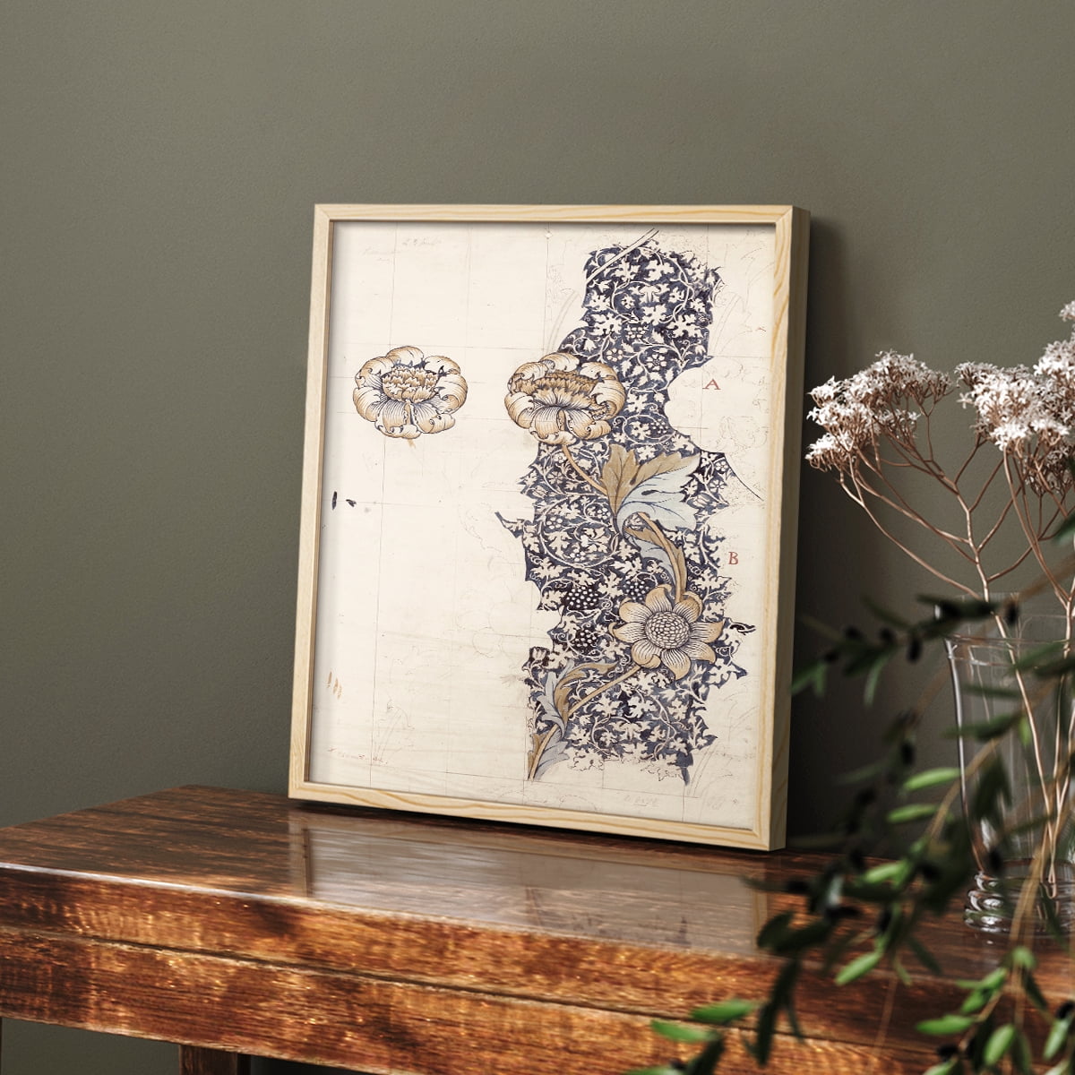 Vintage Abstract Print CXXVIII - 10in. x 8in. Vintage Framed Print in Natural Wood Frame