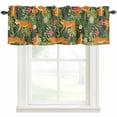 thumbnail image 2 of Valance for Windows,Tropical Leopard Green Leaf Valances Curtain Rod Pocket Valance for Kitchen Bedroom Living Room Bathroom,Animal Plant Flower Theme Short Curtains Window Treatment 54x18in, 2 of 9