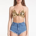 thumbnail image 4 of Razzly Women's Sequin Heart Cutout Acrylic Bikini Style Sleeveless Tank Top Camisole For Summer(Gold,One Size), 4 of 5
