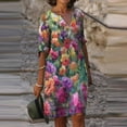 thumbnail image 2 of Vestido HUOGUO, de moda casual, con cuello en V, estampado holgado, para mujer, 2 of 3