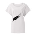 thumbnail image 4 of TSADFHJI Chandails en Molleton Femmes Hiver Imprimé T-Shirt Ample Décontracté Col Rond Manches Courtes T-Shirt Femmes TG Blanc, 4 of 4