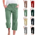 thumbnail image 6 of Lovskoo Capri Pants for Women Comfortable Cropped Lounge Pants Solid Color Sweatpants Yoga Lounge Pants Green, 6 of 6