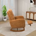 thumbnail image 4 of Miekor Furniture 25.4"W Rocking Chair for Nursery, High Back Glider Chair with Retractable Footrest, Side Pocket, Rocking Accent Armchair with Rubber Wood Legs for Living Room/Bedroom.Caramel B5A9101, 4 of 9