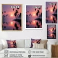 thumbnail image 4 of Designart "Sunset By The Lavender Lagoon I" Palms & Palm Trees Floater Framed Wall Art Prints, 4 of 5