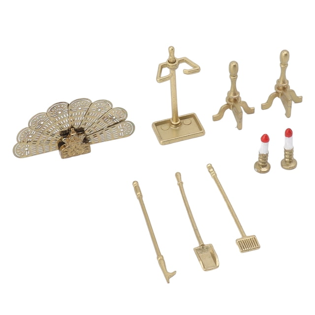 Juego de accesorios de decoración de chimenea para casa de muñecas, juego de accesorios de chimenea para casa de muñecas Accesorios de muebles en miniatura para casa de muñecas Juego de accesorios