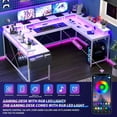 thumbnail image 5 of Luku U Shaped Home Office Desk, Reversible L Shaped Gaming Computer Desk with Power Outlets,126 Inch Computer Desk with Monitor Stand and LED Lights,Storage Shelves,Storage Bag and Hooks, 5 of 8