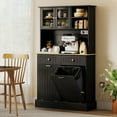 thumbnail image 2 of HOMCOM Armoire de Garde-Manger de Cuisine, Armoire de Rangement avec Station de Recharge, Noir, 2 of 10