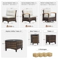 thumbnail image 5 of MEISSALIVVE 9-Piece Outdoor Patio Furniture Set, Half-Moon Curved Rattan, 2 Wood Armrest Swivel Chairs, Round Coffee Table & Side Tables(Brown), 5 of 8