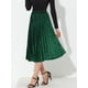 thumbnail image 2 of Allegra K Falda Midi Falda Retro Vintage Hasta Los Tobillos Plisada De Terciopelo Con Cintura Elástica Alta Para Mujer Verde XS, 2 of 6
