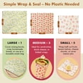 thumbnail image 3 of Beeswax Wraps for Food, 9 Pack Reusable Bees Wax Wraps, Zero Waste, Food Storage Beeswax Paper, Sustainable Wax Paper(1XL+3M+5S) Food Wrap, Sandwich Wrap & Bowl Covers, 3 of 4