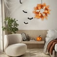 thumbnail image 4 of 19.7" Elegant Fall Wreath with White Pumpkins & Peonies - Autumn Maple Leaf Wreath for Front Door, Porch, Window Indoor/Outdoor Halloween & Thanksgiving Decor, 4 of 8