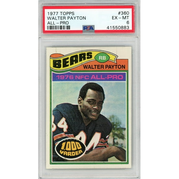 Graded 1977 Topps Walter Payton #360 2nd Year Football Card PSA 6 EX-MT