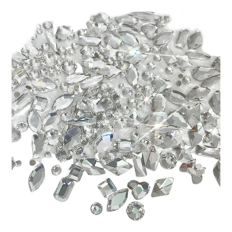 Incraftables Assorted Crystal Rhinestones 2000pcs Clear Big Small 1.5mm-6mm Silver Flat Back Gems for DIY Crafts Clothes Nails S