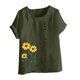thumbnail image 4 of Vestidos Casuales Para Mujer, Blusas De Mujer De Moda Blusa informal de lino con cuello redondo y manga corta con botones para mujer, talla grande, estampada, 4 of 4