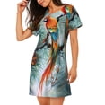 thumbnail image 2 of Haiem Exotic Birds Forest Print Women’s Short-sleeved Nightdress – Comfortable and Loose-Fit Sleepwear, Soft Cotton Sleep Shirt for Relaxing, Casual Nightdress, 2 of 6