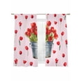 thumbnail image 2 of Red Tulip Flowers Sheer Curtains 72 Inches Long 2 Panels Set, Window Sheer Curtains for Living Room/Bedroom, Spring Farmhouse Floral Botanical Pink Light Filtering Rod Pocket Curtain 52''x72''x2, 2 of 8