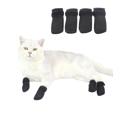Cat Anti-Scratch Shoes  Pet Scratch Deterrent Boots for Cats Small Dogs  Grooming Cat Accessories Nail Gloves  Adjustable Cat Claw Cover for Bathing Shaving Treatment Checking Black M