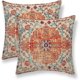 thumbnail image 1 of Orange Bohemian Throw Pillow Cover 18x18 Set of 2, Ethnic Pattern Throw Pillow Cover Bohemian Rural House Sofa Indoor and Outdoor Decoration, 1 of 4