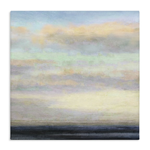 Stupell Industries Cloudy Abstract Bay Scene Coastal Painting Gallery Wrapped Canvas Art Print Wall Art, 17 x 17