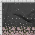 thumbnail image 1 of Soimoi Gray Poly Georgette Fabric Leaves & Rose Panel Print Sewing Fabric BTY 52 Inch Wide, 1 of 1