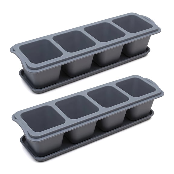 2Packs Cactus Pot Flower Pot Small Flowerpot Plant Flowerpot Seedling Flowerpot with Tray Breathable Potted Square Flowerpot Planting Tools Plant Pot (Gray)