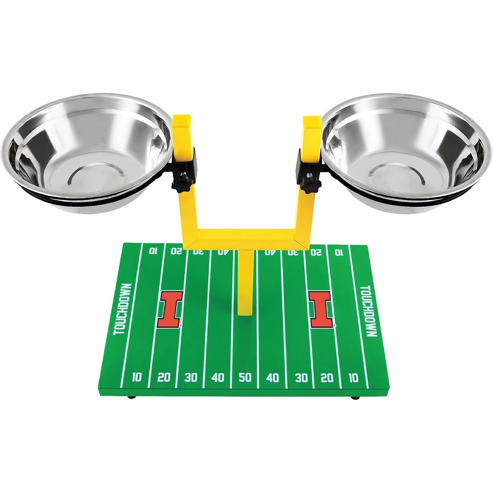 Pets First NCAA Football Goalpost Elevated Dog Feeder Stainless Steel Bowl
