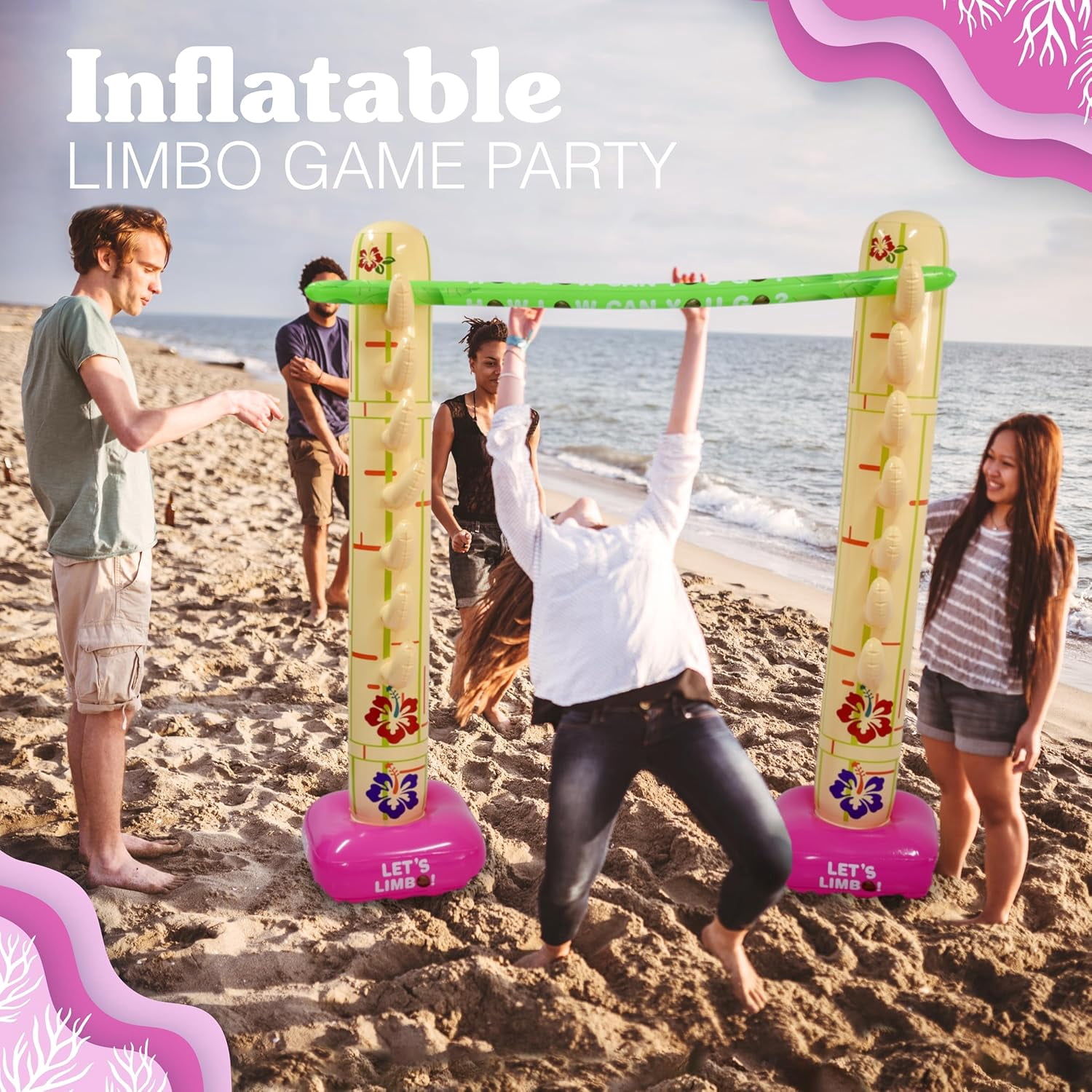 4E's Novelty Lua Limbo Game Set, Inflatable Limbo Sticks for Kids & Adults, Party Fun