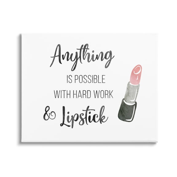 Stupell Industries Anything Possible With Lipstick Glam Makeup Inspiration Graphic Art Gallery Wrapped Canvas Print Wall Art, Design by CAD Designs