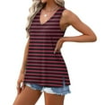 thumbnail image 5 of Womens Tank Top $4.98 Plus Size Stripe V-neck Sleeveless Loose Casual Side Slit Casual Top Black M, 5 of 6