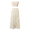 thumbnail image 3 of WILLBEST Drop Waist Dress Women Women's Two Piece Pattern Print Outfits Off Shoulder Ruched Bandeau Tube Tops Long Flowy A Line Skirt Boho Set, 3 of 7