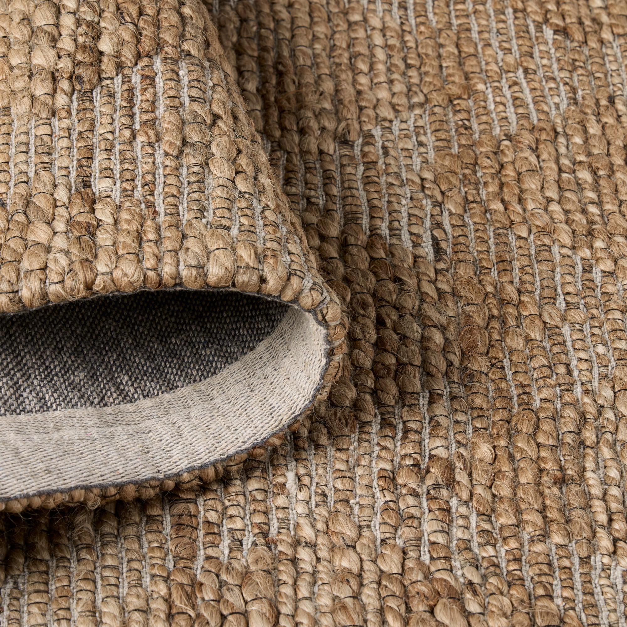 TOWN & COUNTRY TERRA Sol Interwoven Diamond Hand-Knotted Flatwoven 100% Natural Jute Area Rug, Natural/Black, 8'x10'