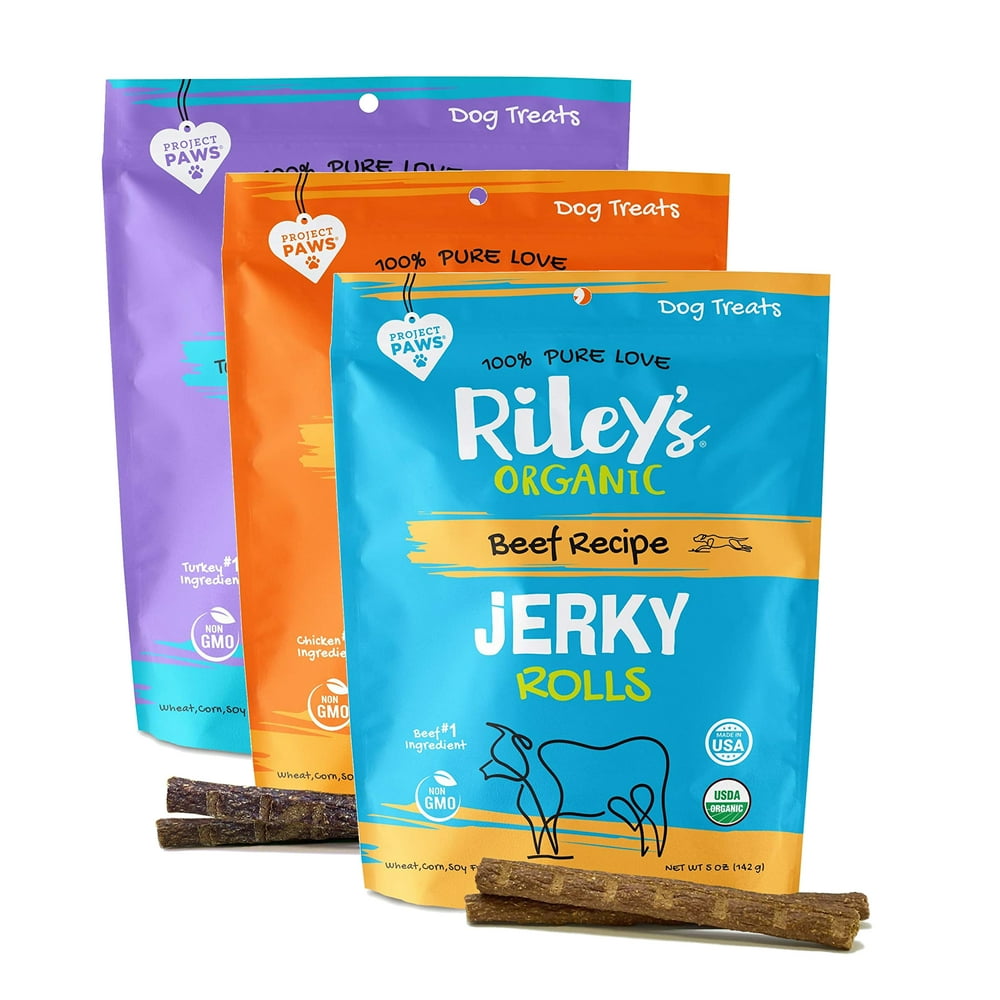 Riley's Organics Jerky Rolls Dog Treats (1) Beef and (1) Chicken