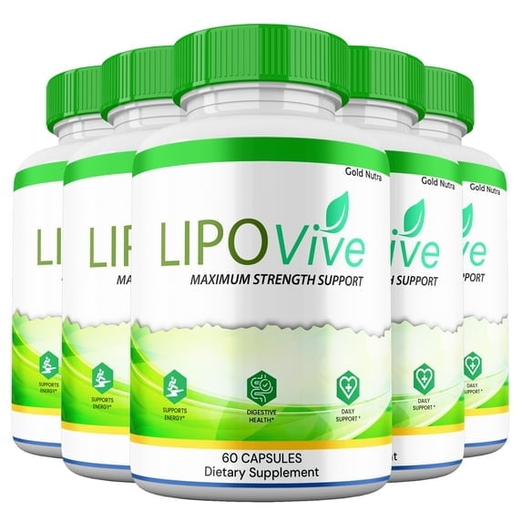 LipoVive Capsules, Maximum Strength Advanced Formula, Lipo Vive Pills Premium Supplement, All Natural Ingredients (5 Pack)
