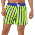 thumbnail image 1 of Lars Amadeus Shorts de ba?o de cintura con cordón y forro de malla a rayas de verano para hombre con bolsillos Verde 32 Unique Bargains Short, 1 of 6