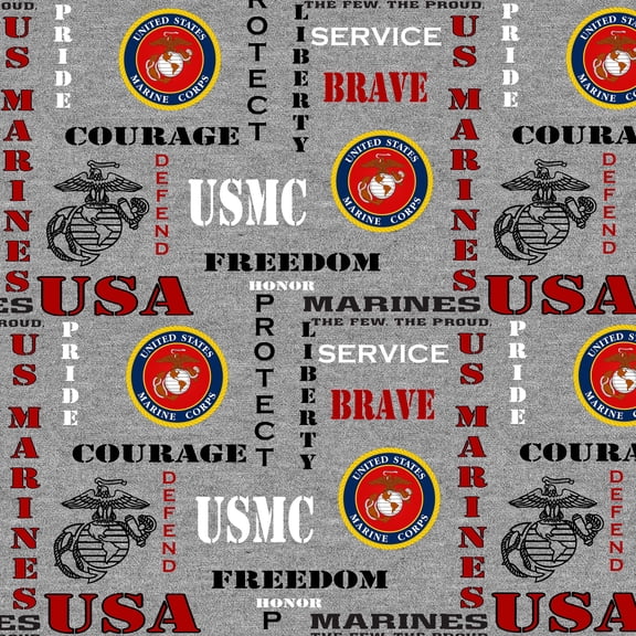 Marines Fabric by the Yard Licensed U.S. Marine Corps Military Cotton Quilting Fabric, 100% Cotton for Sewing, Crafts & DIY by Sykel