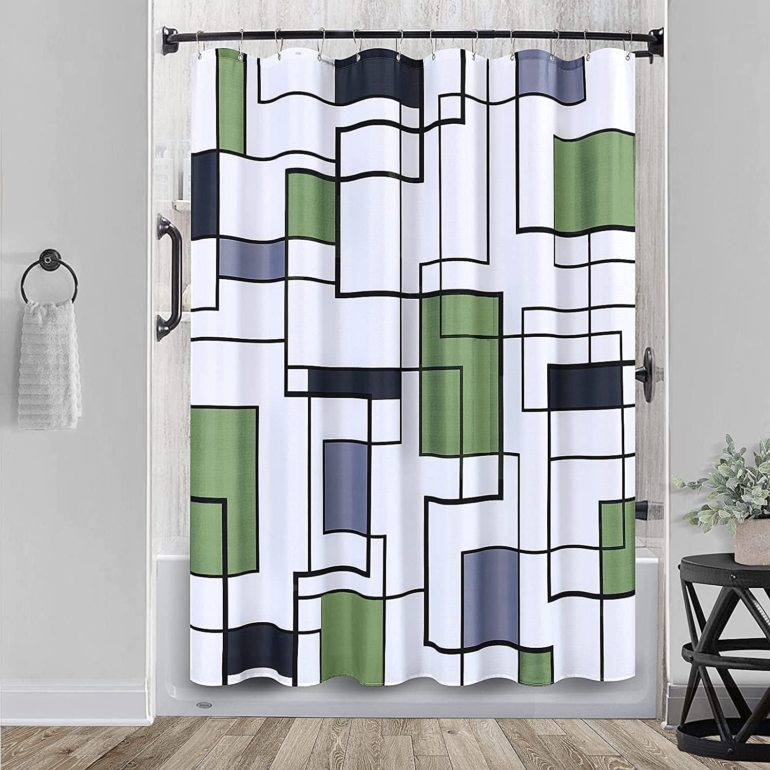 Modern Shower Curtain Black and White Shower Curtain for Bathroom,Gray