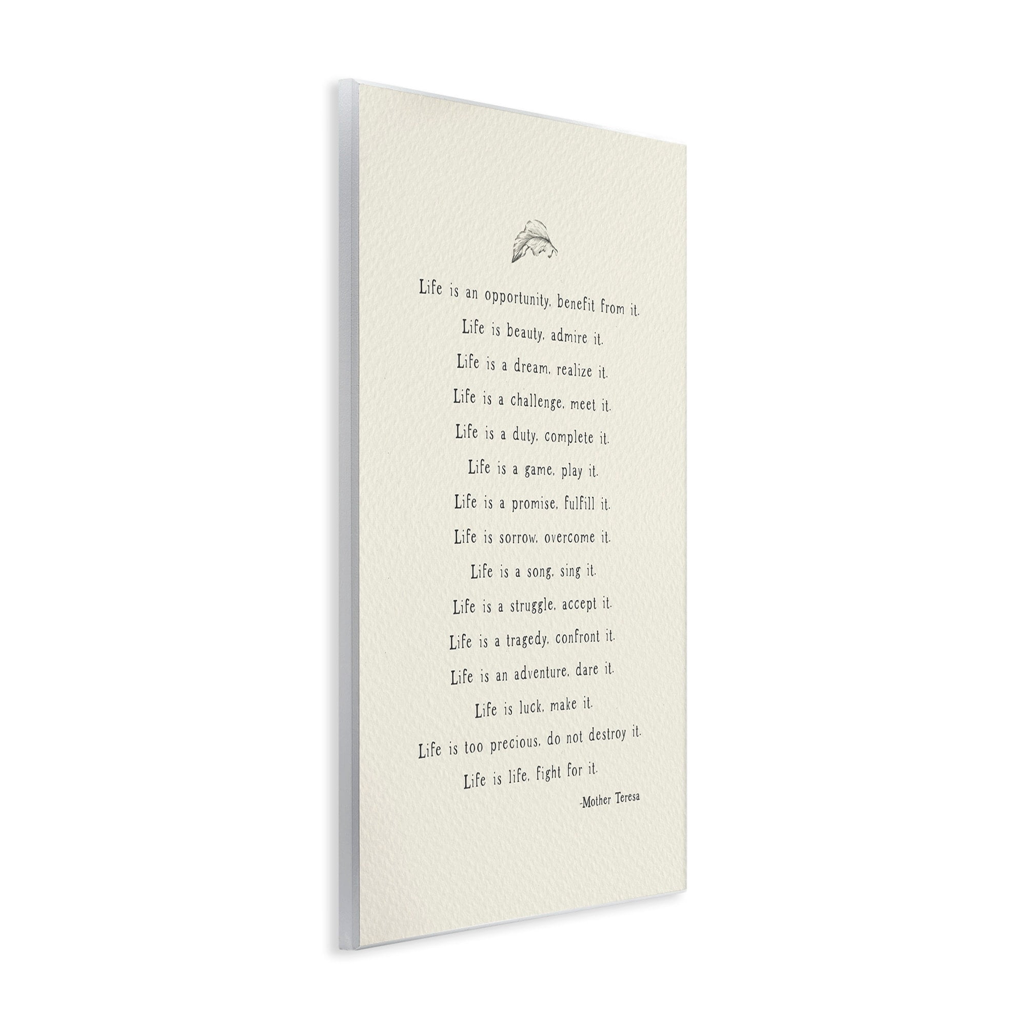 Stupell Industries Uplifting Inspirational Mother Theresa Life Quote Simple Botanical Wood Wall Art, 13 x 19, Design by Amy Brinkman
