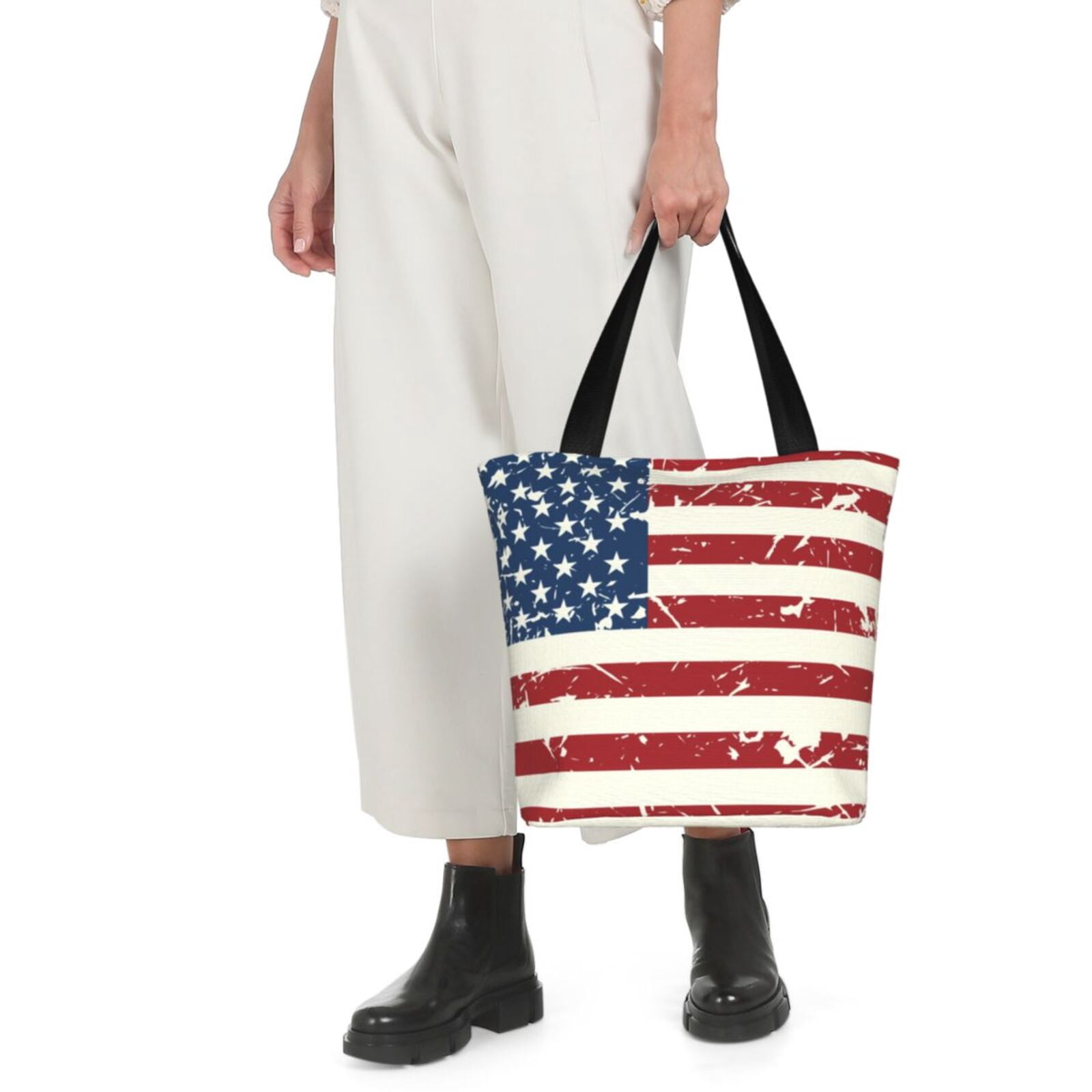 Ratiio Vintage American Flag Print Shoulder Bag for Women, Polyester Crossbody Purse Lightweight Handbag for Daily Travel and Casual Use